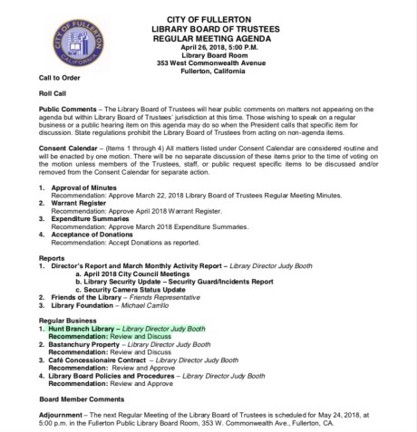 Library Agenda 4-25-18